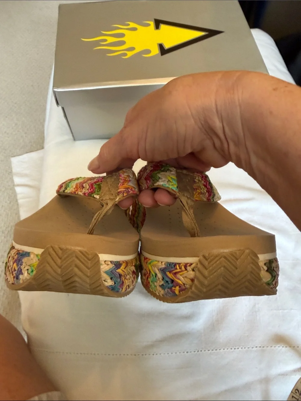 Volatile Multicolor Braided Wedge Thong Sandals “Summer Love”
